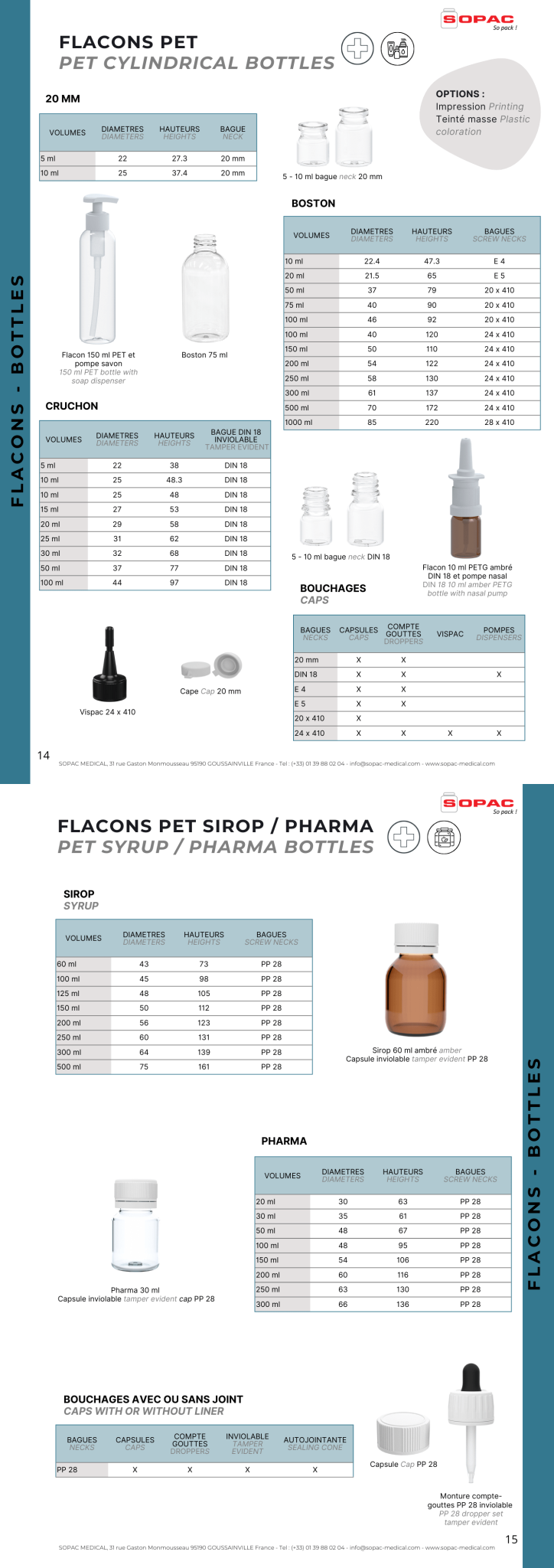 Bottle / Flacons PET + PET sirop / syrup